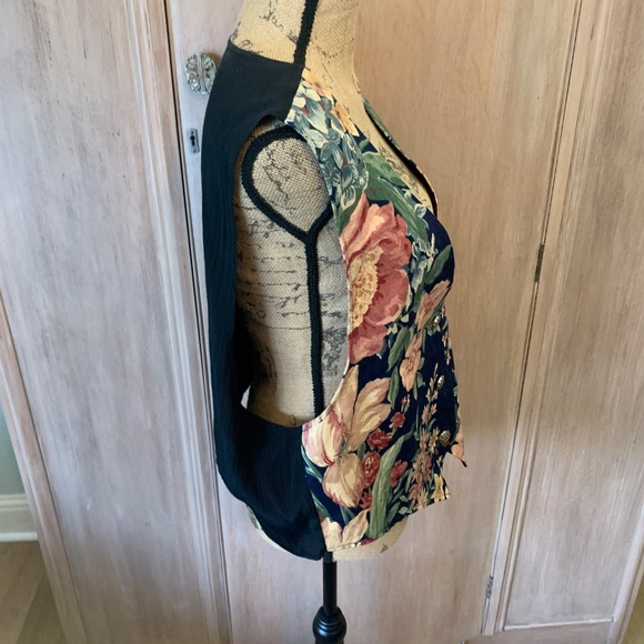 Vintage 90’s Retro floral tapestry vest Blazer suit Vest button front 90210 - Picture 4 of 11